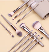 Champagne 11 Pcs Makeup Brush Set - Complete Brush Kit with Travel Case - Front View