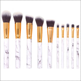 Barrel White Marble Makeup Brush Collection - 10 brushes for face, eyes and lips - Front View