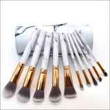 Barrel White Marble Makeup Brush Collection - 10 brushes for face, eyes and lips - Side View