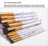 Barrel White Marble Makeup Brush Collection - 10 brushes for face, eyes and lips - Close-Up Angle