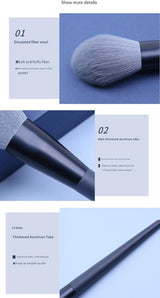 Blue Professional 12 Piece Makeup Brush Kit - Soft Synthetic Brushes for Face & Eyes - Front View