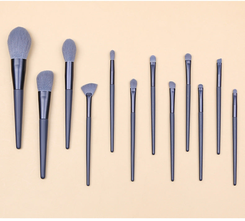 Blue Professional 12 Piece Makeup Brush Kit - Soft Synthetic Brushes for Face & Eyes