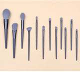 Blue Professional 12 Piece Makeup Brush Kit - Soft Synthetic Brushes for Face & Eyes - Side View