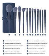 Blue Professional 12 Piece Makeup Brush Kit - Soft Synthetic Brushes for Face & Eyes - Top-Down View