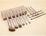 Brown Professional 12 Piece Makeup Brush Kit - Soft Synthetic Brushes for Face & Eyes