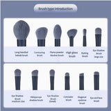Brown Professional 12 Piece Makeup Brush Kit - Soft Synthetic Brushes for Face & Eyes - 45-Degree Angle
