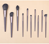 Modern Gray (Brush + Bucket) 10 Piece Face Eye Makeup Brush Set - Premium Makeup Blending Brushes