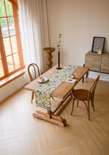 2 PCS Birds & Branch Table Runner - Jacquard Woven Beige with Tassels (33X120CM) - Rear View