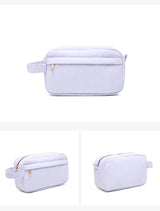 Sky Blue 2-pcs Corduroy Pencil Case - Large Capacity Storage Bag - Front View