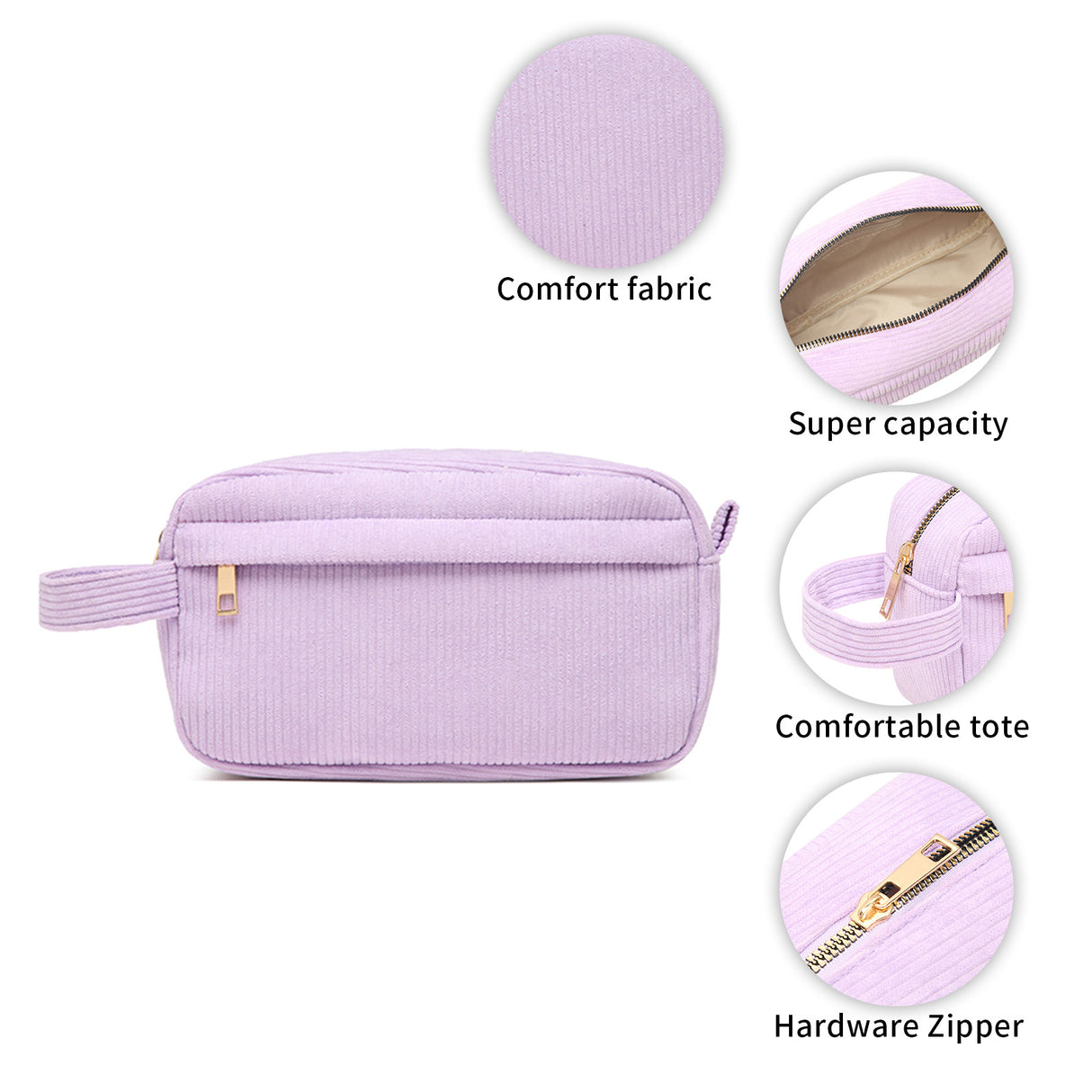 Sky Blue 2-pcs Corduroy Pencil Case - Large Capacity Storage Bag
