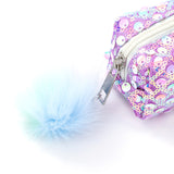 5-pcs Sequin Pencil Bag - Rainbow Glitter, Student Storage - Side View