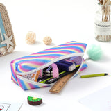 Rainbow Glitter Pencil Cases - Set of 4 Sparkly Stationery Pouches - Front View