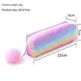 Rainbow Glitter Pencil Cases - Set of 4 Sparkly Stationery Pouches - Top-Down View