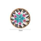 (Love Blue) Set of 5 Rattan & Shell Coasters - Decorative & Heat Resistant