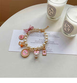 Pink 4-PCS Pearl Charm Pet Necklace - Adjustable Bowknot Collar for Small Dogs & Cats (L: 30+5CM) - Side View