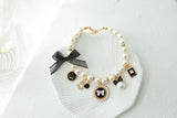 Black 4-PCS Pearl Charm Pet Necklace - Adjustable Bowknot Collar for Small Dogs & Cats (L: 30+5CM)
