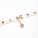 2-PCS Sparkling Rhinestone Bow Cat Collar - Adorable & Safe Pet Collar S - Side View