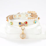2-PCS Sparkling Rhinestone Bow Cat Collar - Adorable & Safe Pet Collar L