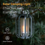 Solar Flame Camping Lantern - Outdoor Decorative Hanging Light with Tripod - Front View
