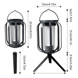 Solar Flame Camping Lantern - Outdoor Decorative Hanging Light with Tripod - Side View