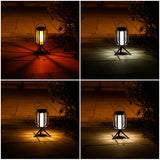Solar Flame Camping Lantern - Outdoor Decorative Hanging Light with Tripod - Top-Down View