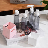 Square Pink 2-Piece 4-in-1 Travel Dispenser Set-Leakproof Refillable Bottles for Toiletries - Front View