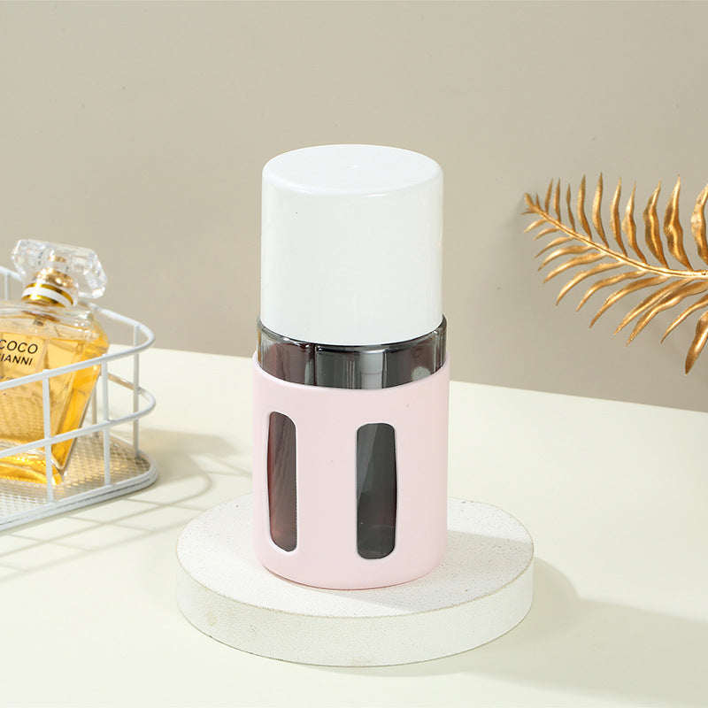 Round Pink 2-Piece 4-in-1 Travel Dispenser Set-Leakproof Refillable Bottles for Toiletries