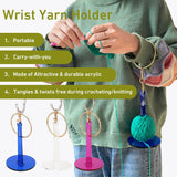 Blue 2-Piece Acrylic Portable Wrist Yarn Holder - Knitting & Crochet Stand - Front View