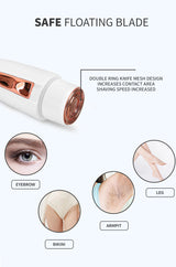 White Electric Shaver for Women - Painless Hair Remover with USB Charging - 45-Degree Angle