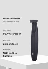 One Blade Electric Shaver for Men - Safe for Sensitive Areas, Wet/Dry Use - Front View