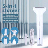 White 5-in-1 Electric Shaver for Women - Versatile Hair Remover for Face & Body