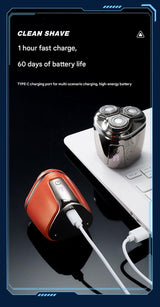 Black Mini Electric Shaver for Men - Portable & Rechargeable Razor for Travel - Top-Down View