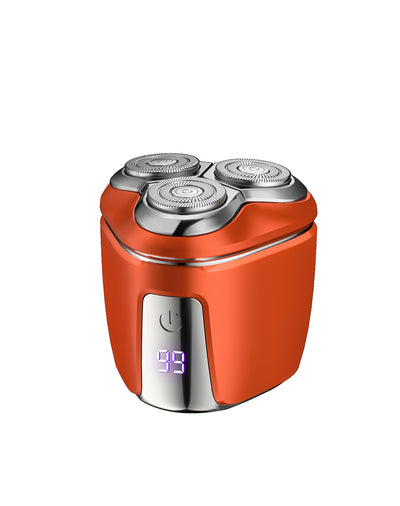 Orange Mini Electric Shaver for Men - Portable & Rechargeable Razor for Travel
