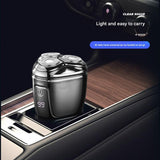 Silver Mini Electric Shaver for Men - Portable & Rechargeable Razor for Travel - Front View