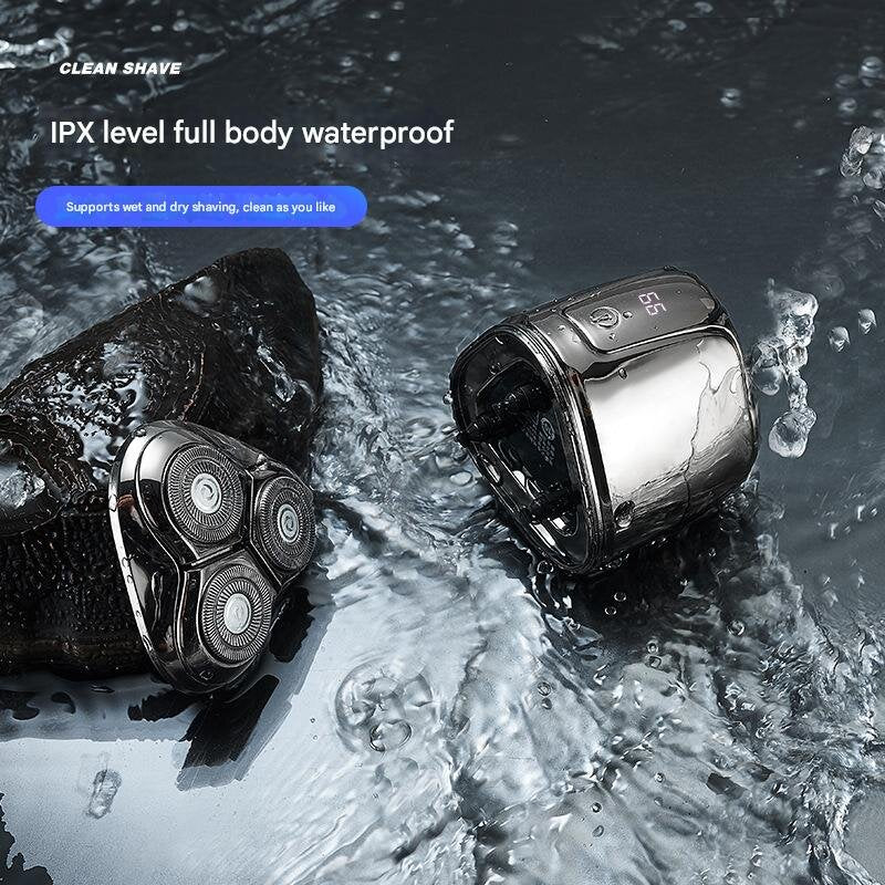 Silver Mini Electric Shaver for Men - Portable & Rechargeable Razor for Travel