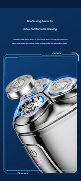 Silver Mini Electric Shaver for Men - Portable & Rechargeable Razor for Travel - Rear View