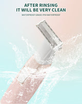 Pink Electric Shaver for Women - USB Rechargeable, Painless Hair Removal - Top-Down View