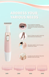 Blue Electric Shaver for Women - USB Rechargeable, Painless Hair Removal - Front View