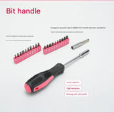 39-Piece Home Tool Kit - Pink Carbon Steel Hardware Set - 45-Degree Angle