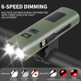 Green Multifunctional LED Bike Light Power Bank - Rechargeable Cycling Flashlight - Front View