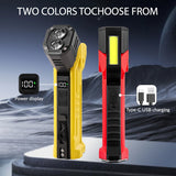 Orange Flashlight Car Repair Light - LED Work Light , Magnetic Base, Power Bank - Side View