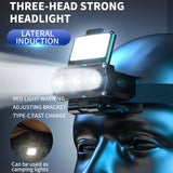 Green Rechargeable LED Headlight -  Cap Light, Long Lasting Camping Light - Front View