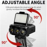 Green Rechargeable LED Headlight -  Cap Light, Long Lasting Camping Light - Side View