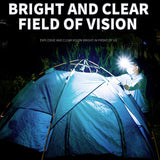 Green Rechargeable LED Headlight -  Cap Light, Long Lasting Camping Light - 45-Degree Angle