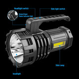Black LED Searchlight - Rechargeable Handheld Spotlight, 500m Range, Long Lasting - Front View