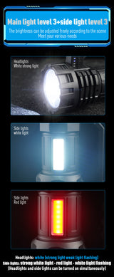Black LED Searchlight - Rechargeable Handheld Spotlight, 500m Range, Long Lasting - Top-Down View