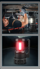 Black LED Searchlight - Rechargeable Handheld Spotlight, 500m Range, Long Lasting - Rear View