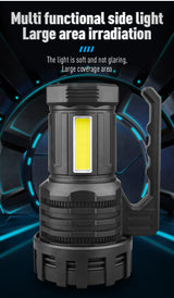 White LED Searchlight - Rechargeable Handheld Spotlight, 500m Range, Long Lasting - Rear View
