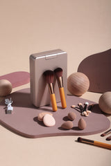 Portable Travel Makeup Brush Set with LED Mirror - Your Beauty Essentials On-The-Go
