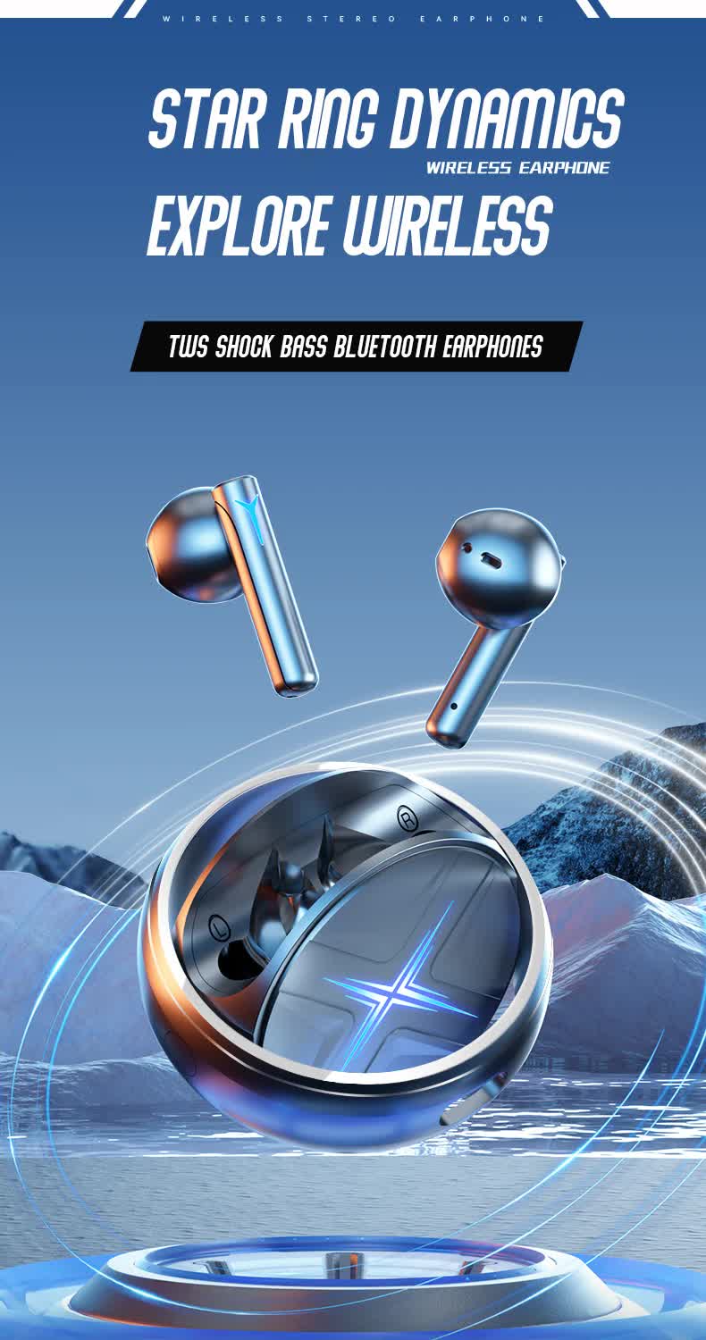 Grey Bluetooth 5.3 Wireless Earbuds - Hi-Fi Audio, Comfortable In-Ear, Fingerprint Touch